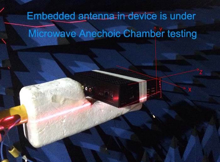 Embedded Antenna in a device is under Microwave Anechoic Chamber Testing - C&T RF Antennas Inc