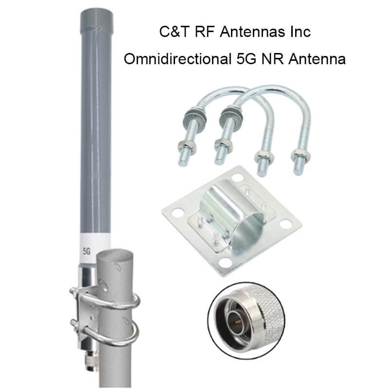 C&T RF Antennas Inc Omnidirectional 5G NR Antenna U Clamp Brackets Mounting