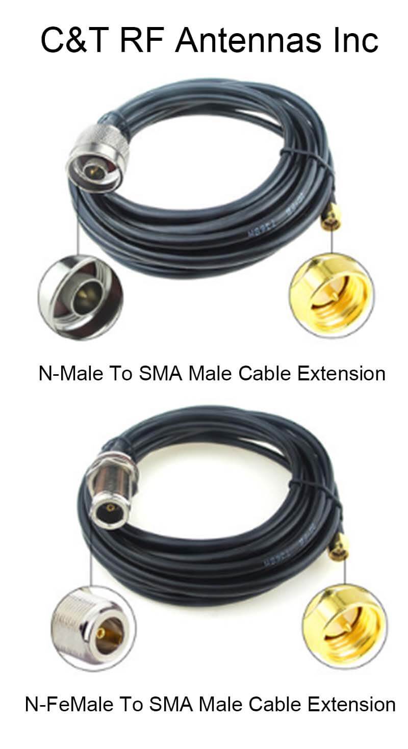 N-Male or N-Female To SMA Male Cable Extension - C&T RF Antennas Inc