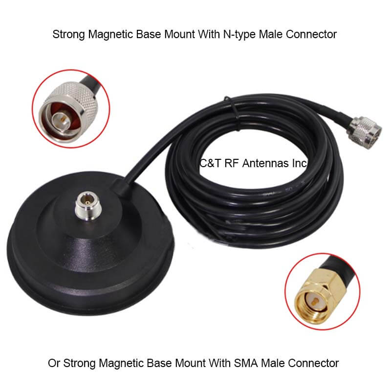 Strong Magnetic Base Mount With N-type Male Connector or SMA Male Connector - C&T RF Antennas Inc