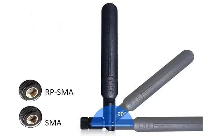 90-degree Bendable SMA Male and RP-SMA Male Antenna Rubber Duck Antenna - C&T RF Antennas Inc
